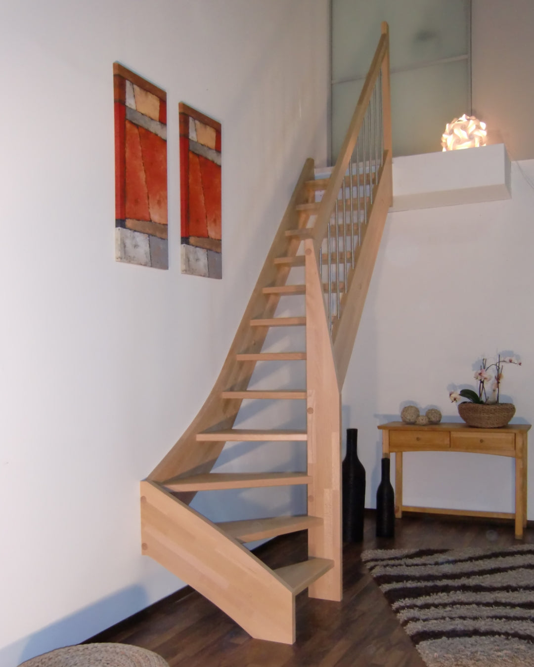 1/4 Classic Raumspartreppe Maßanfertigung, naturbelassen