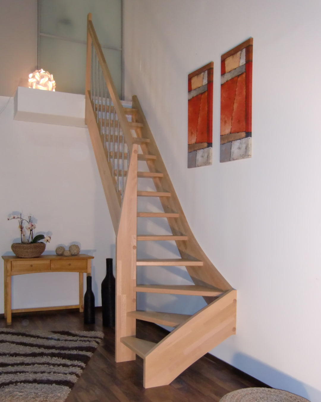 1/4 Classic Raumspartreppe Maßanfertigung, naturbelassen