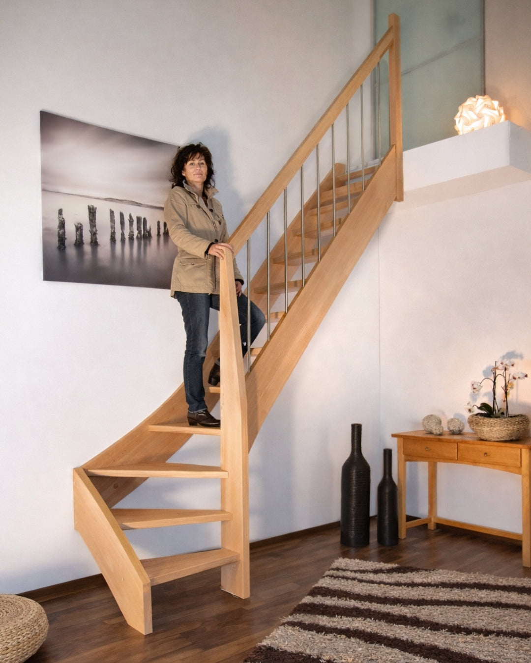 1/4 Classic Raumspartreppe Maßanfertigung, naturbelassen