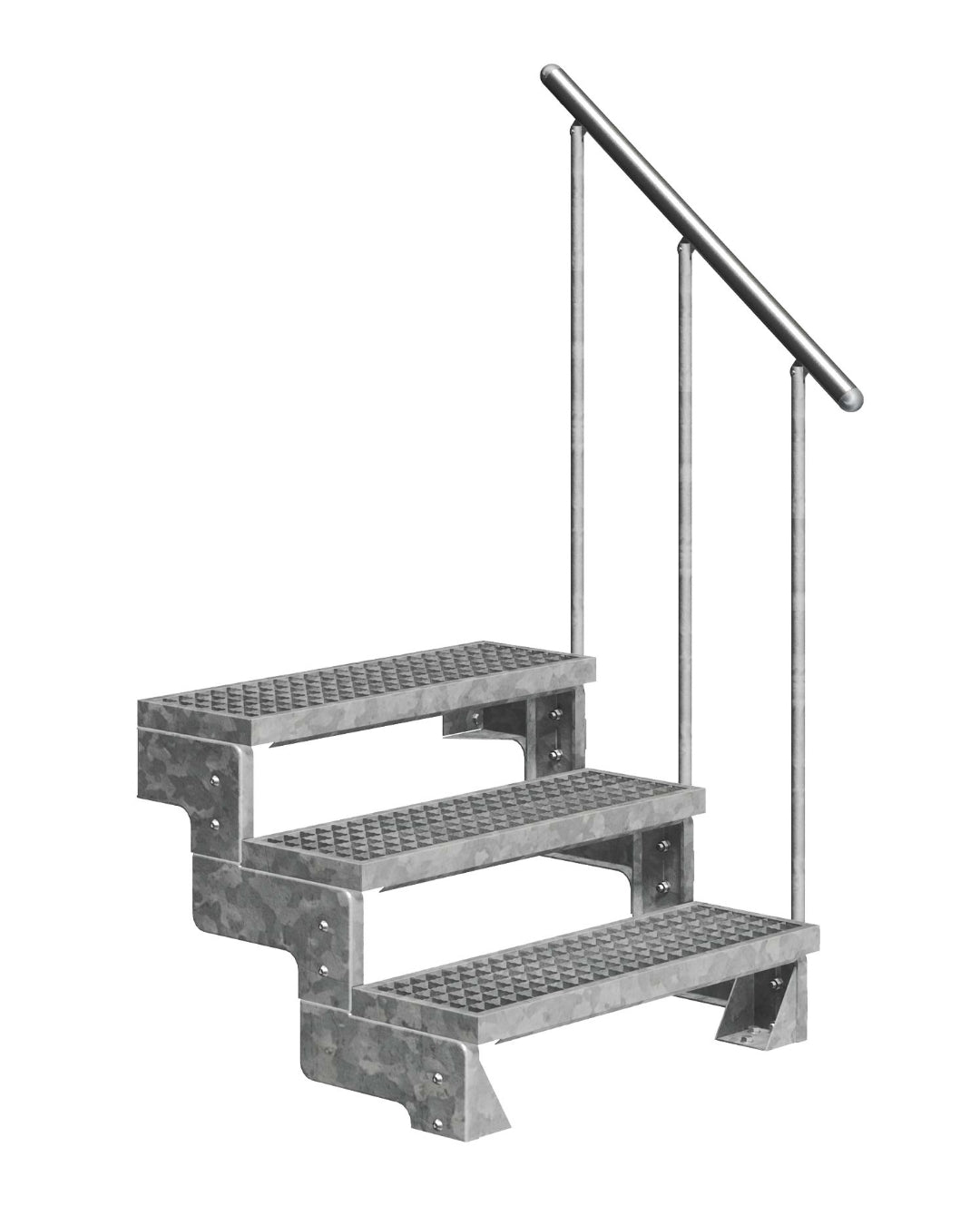 Außentreppe Gardentop mit Geländer und Gitterrost Stufen, 3 Stufen GH 66cm