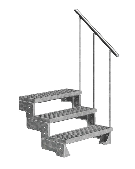 Außentreppe Gardentop mit Geländer und Gitterrost Stufen, 3 Stufen GH 66cm
