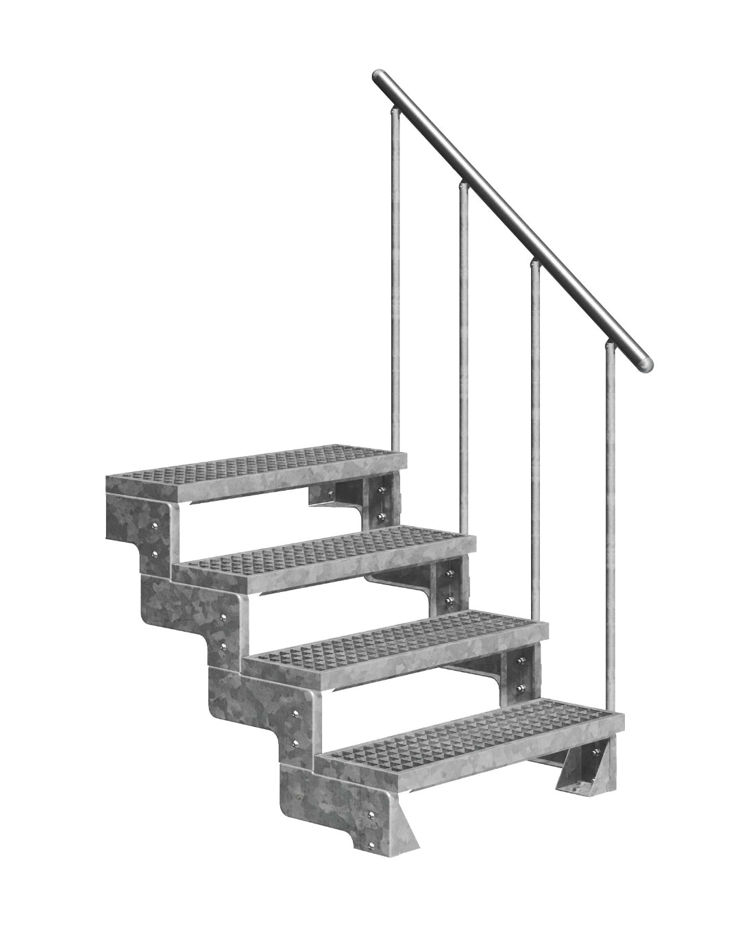 Außentreppe Gardentop mit Geländer und Gitterrost Stufen, 4 Stufen GH 88cm