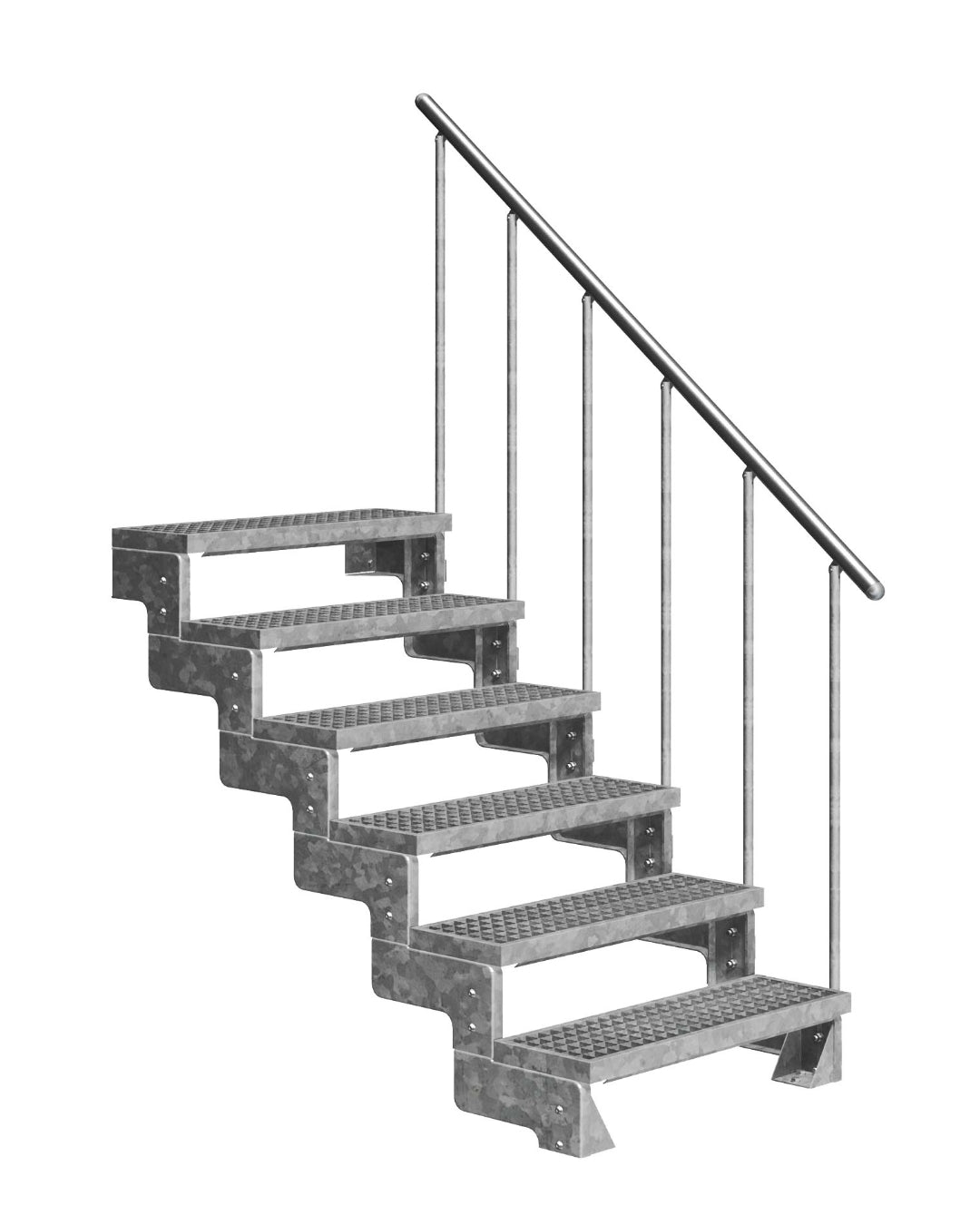 Außentreppe Gardentop mit Geländer und Gitterrost Stufen, 6 Stufen GH 132cm
