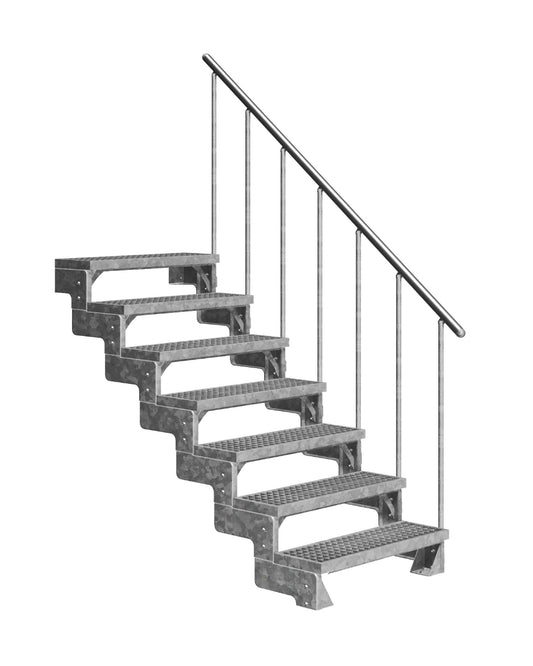 Außentreppe Gardentop mit Geländer und Gitterrost Stufen, 8 Stufen GH 176cm