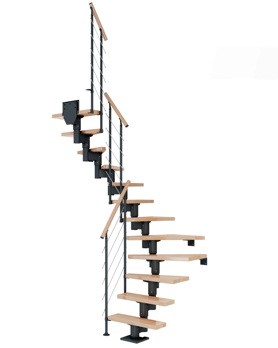 Treppe Dublin, Ahorn, Treppenlauf 1/2, Anthrazit, Edelstahlgeländer