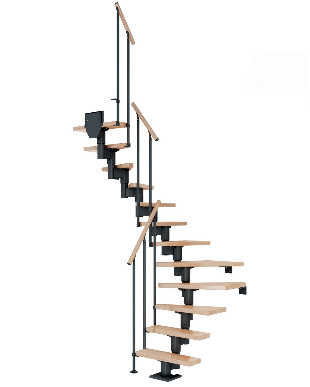 Treppe Dublin, Ahorn, Treppenlauf 1/2, Anthrazit, Einzelstabgeländer