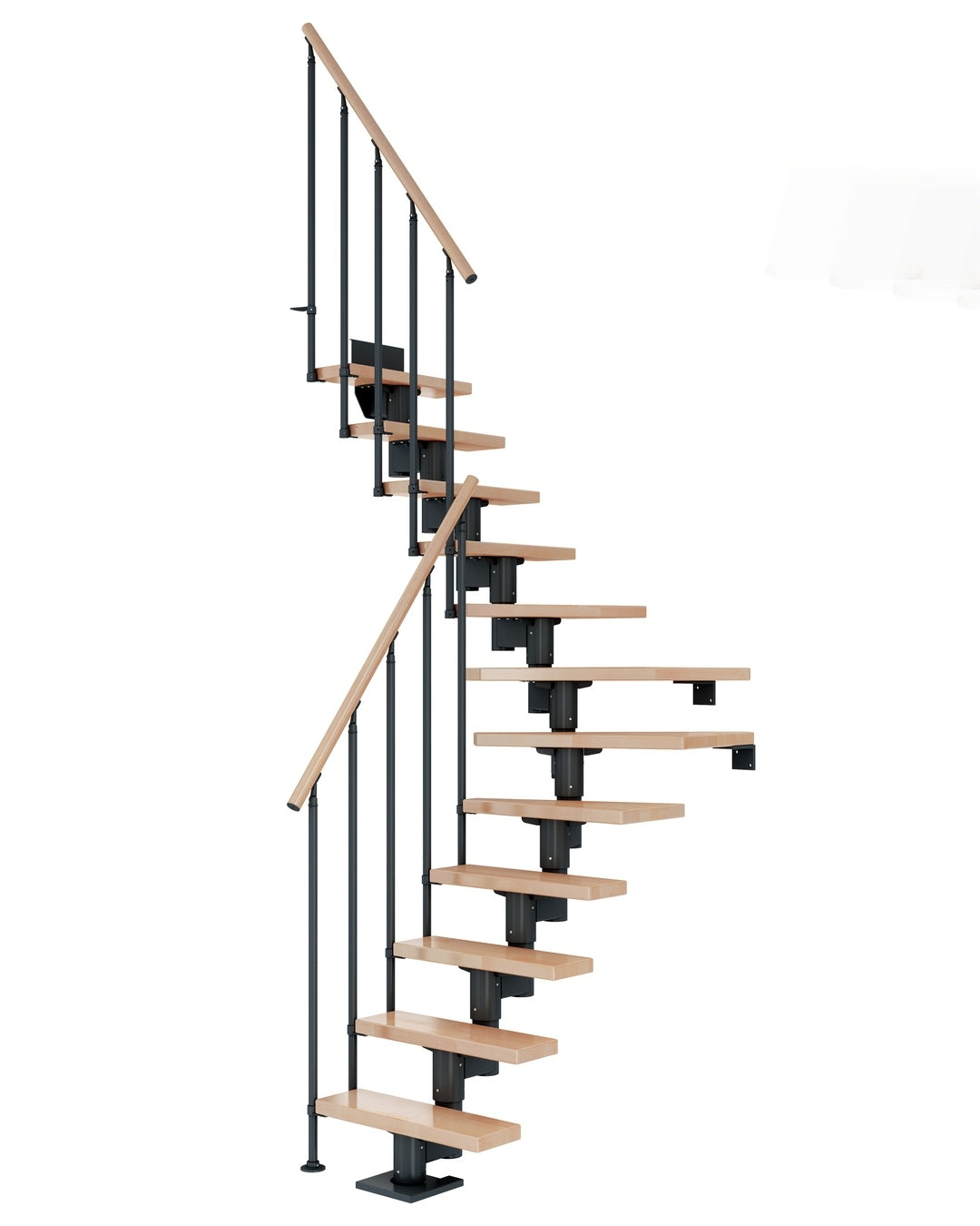 Treppe Dublin, Ahorn, Treppenlauf 1/4, Anthrazit, Einzelstabgeländer