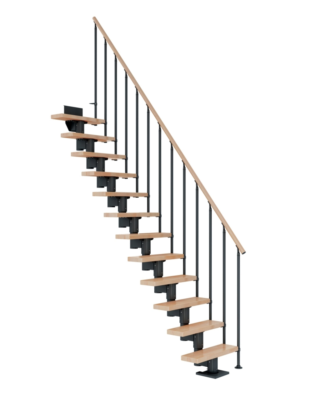 Treppe Dublin, Buche, Treppenlauf gerade, Anthrazit, Einzelstabgeländer