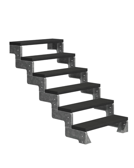 Außentreppe Gardentop ohne Geländer und Trimaxstufen anthrazit, 6 Stufen GH 132cm