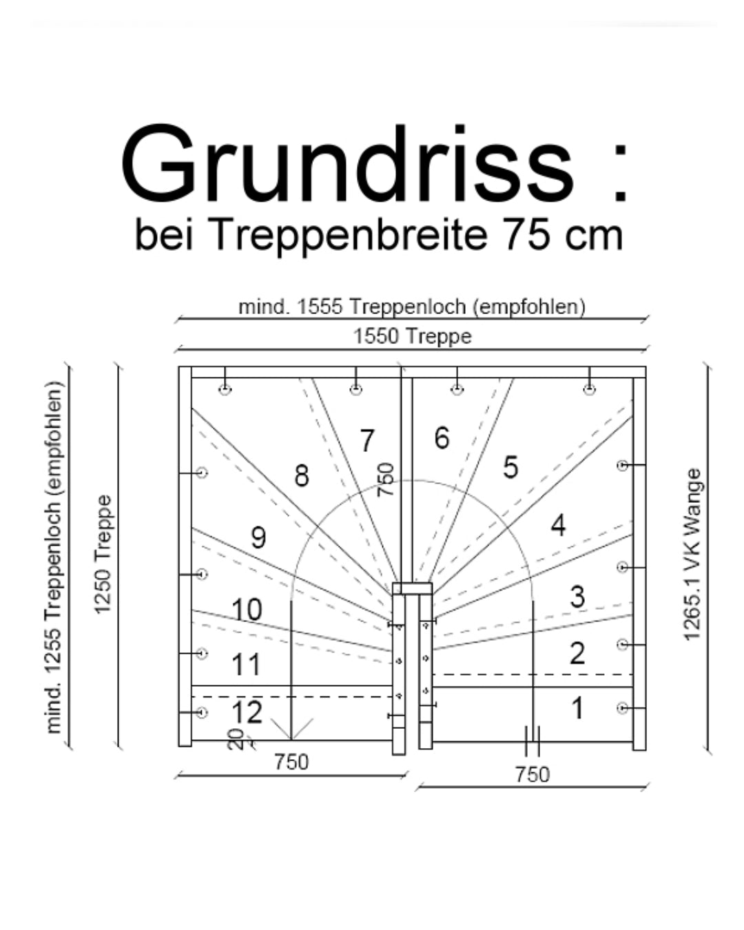 Treppe nach Maß 1/2 gewendelt Classic