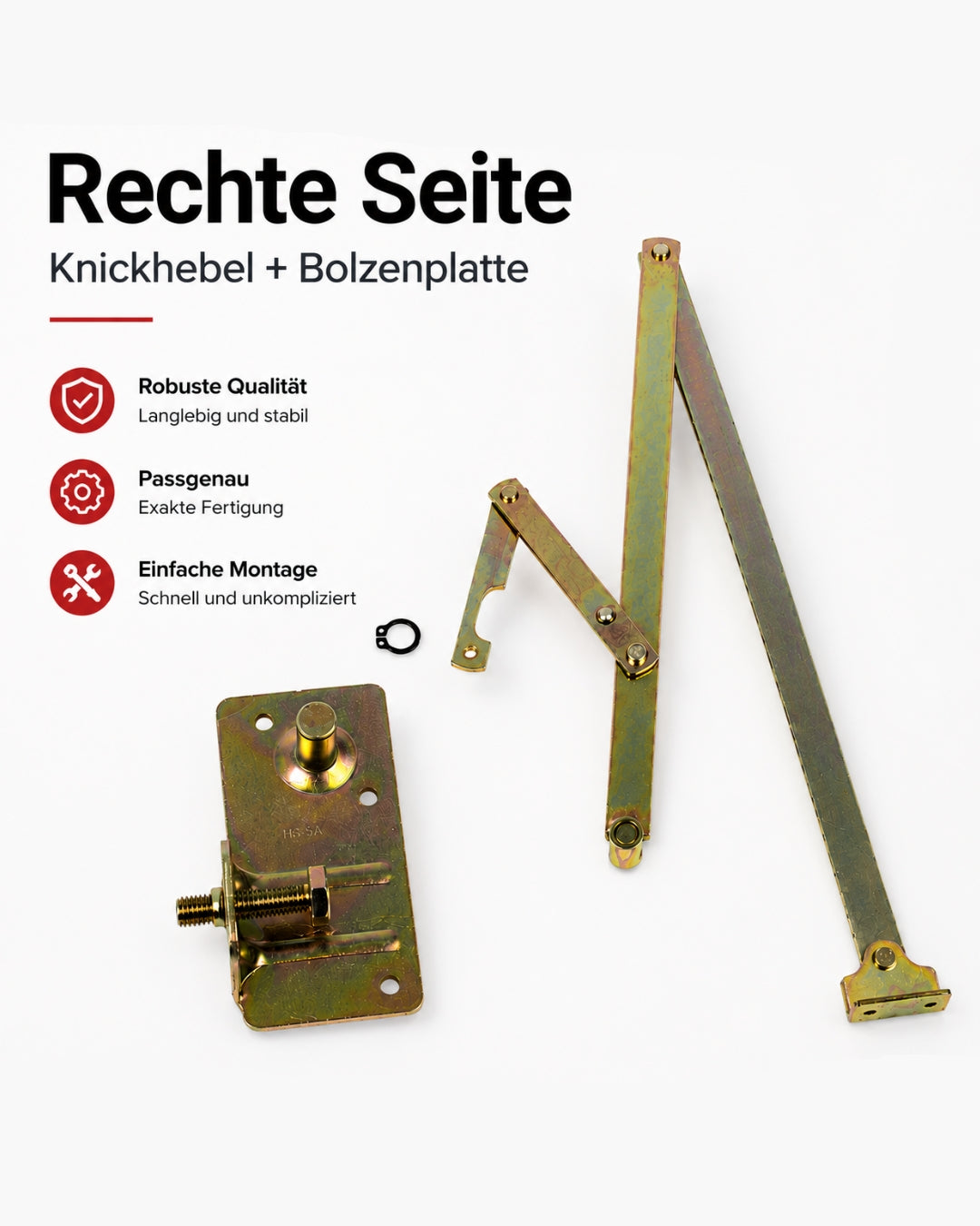 Ersatzteil Set Dolle Bodentreppe Knickhebel und Bolzenplatte RECHTS