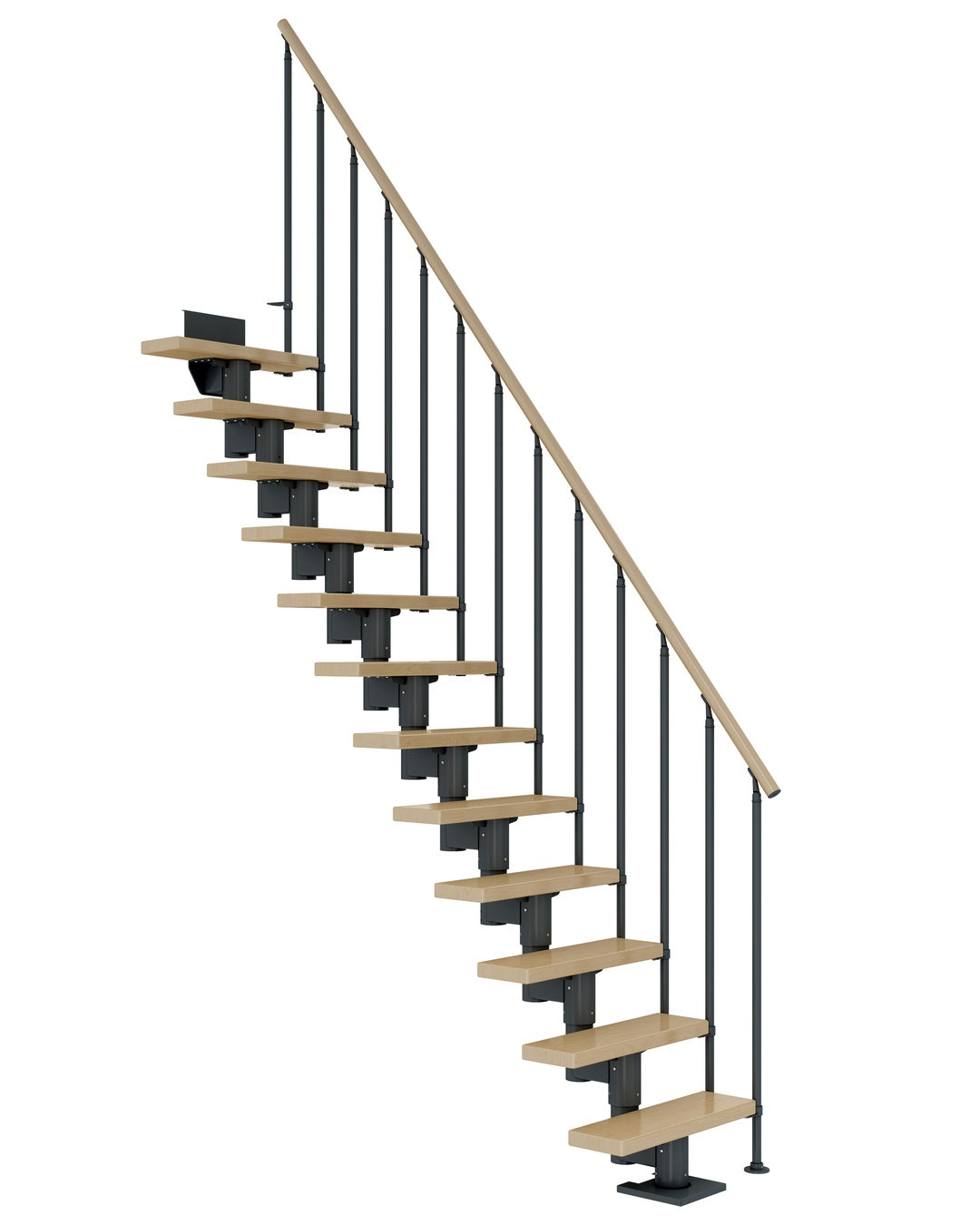 Treppe Dublin, Ahorn, Treppenlauf gerade, Anthrazit, Einzelstabgeländer