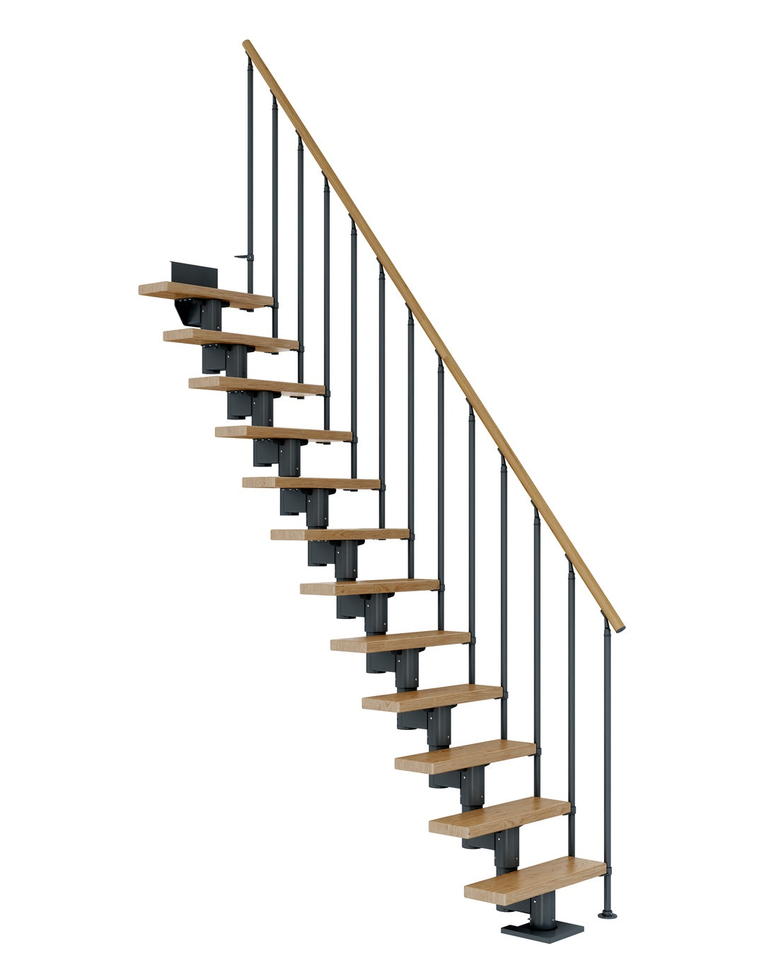 Treppe Dublin, Eiche, Treppenlauf gerade, Anthrazit, Einzelstabgeländer