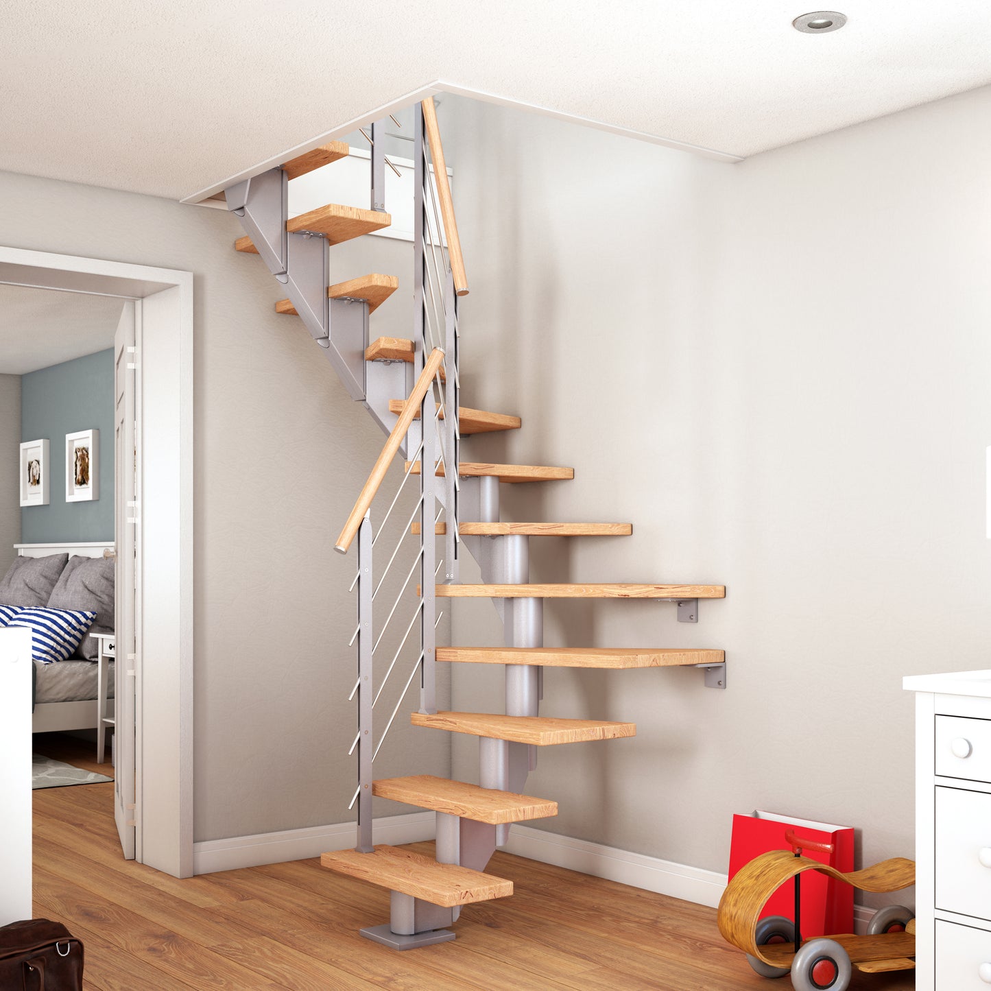 DOLLE Frankfurt Perlgrau 75 cm mit Designgeländer – Produktbild 12