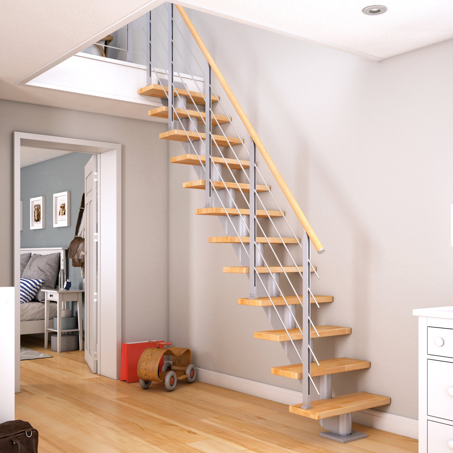 DOLLE Frankfurt Perlgrau 75 cm mit Designgeländer – Produktbild 2
