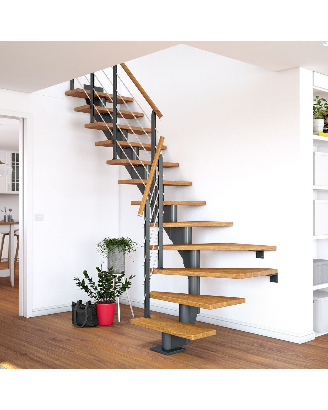 DOLLE Hamburg – Anthrazit – 85 cm – Eiche geölt – ½-gewendelt