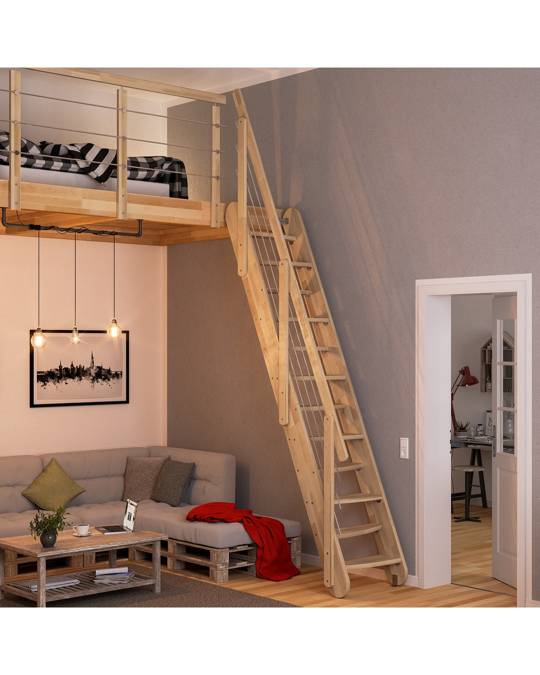 DOLLE Bern Raumspartreppe – Buche – Wohnansicht