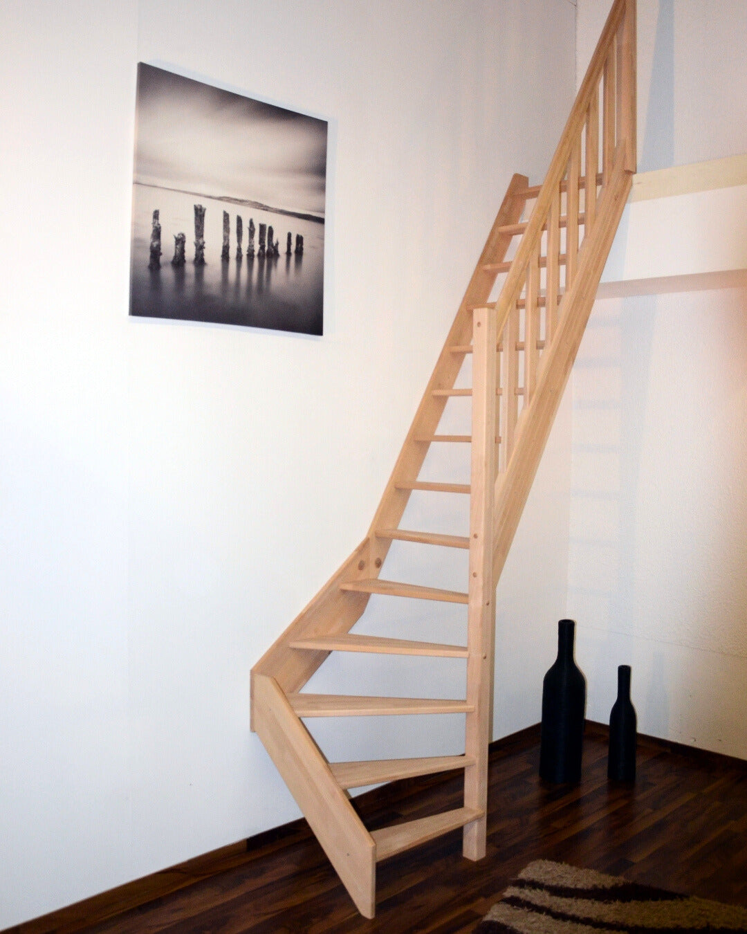 Raumspartreppe Paderborn Buche - 1/4 gewendelt rechts