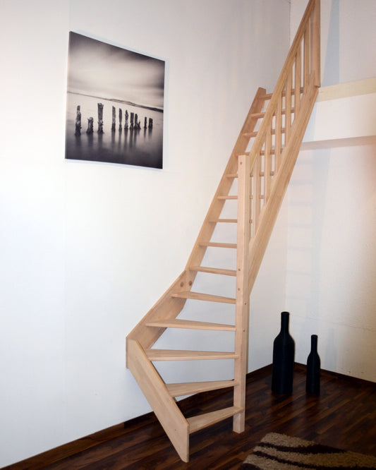 Raumspartreppe Paderborn Buche - 1/4 gewendelt rechts